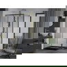 Mexen Apia sprchový kút posuvný 140 x 100 cm, transparentný, zlatý + vanička Flat, čierny - 840-140-100-50-00-4070G