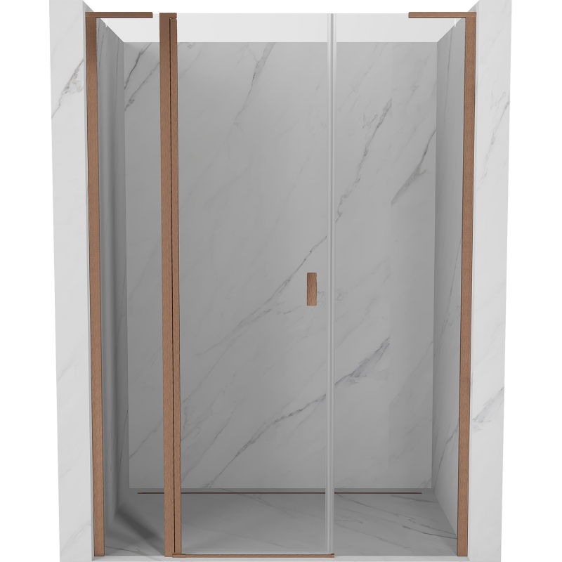 Mexen Mist L sprchové dvere výklopné 145 cm, transparentné, brúsená meď - 8A4L-145-001-65-00