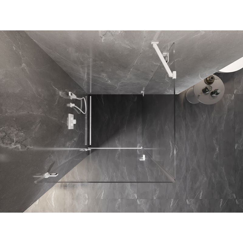 Mexen Lunar-B sprchový kút s otváracími dverami vľavo 70 x 70 cm, číry, biely - 832-070-070-20-00-L