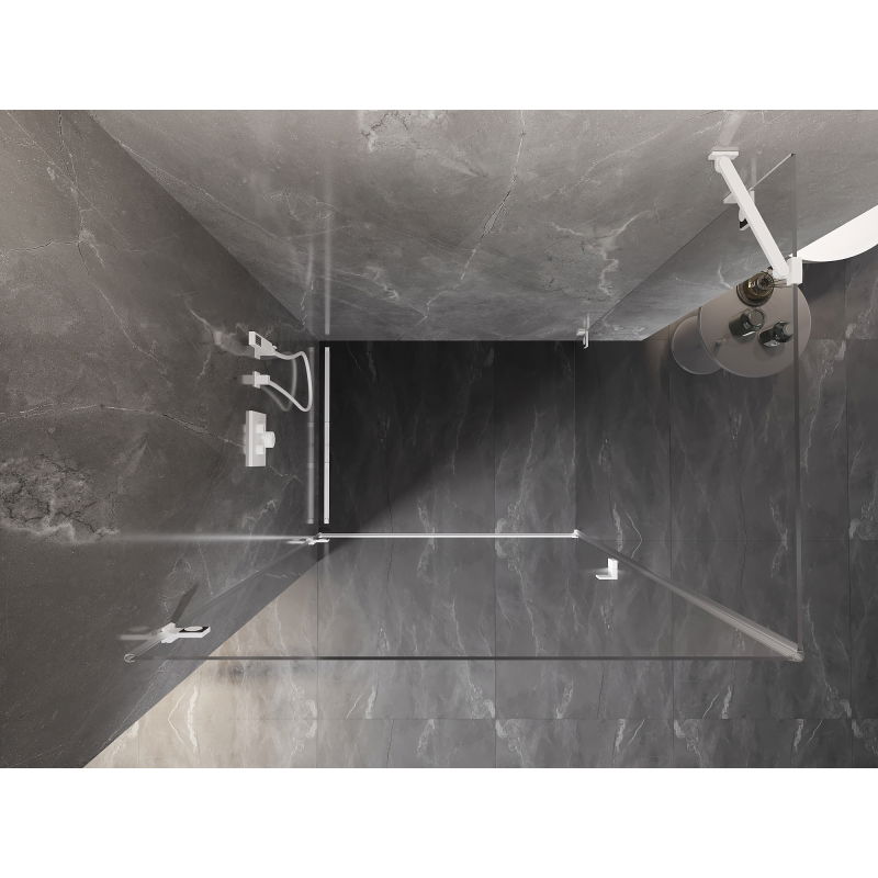 Mexen Lunar-B sprchový kút s výklopnými dverami, ľavý 90 x 80 cm, priehľadný, biely - 832-090-080-20-00-L