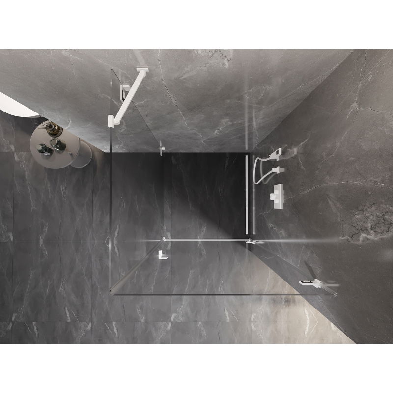 Mexen Lunar-B pravá závesná sprchová kabína 70 x 70 cm, priehľadná, biela - 832-070-070-20-00-P