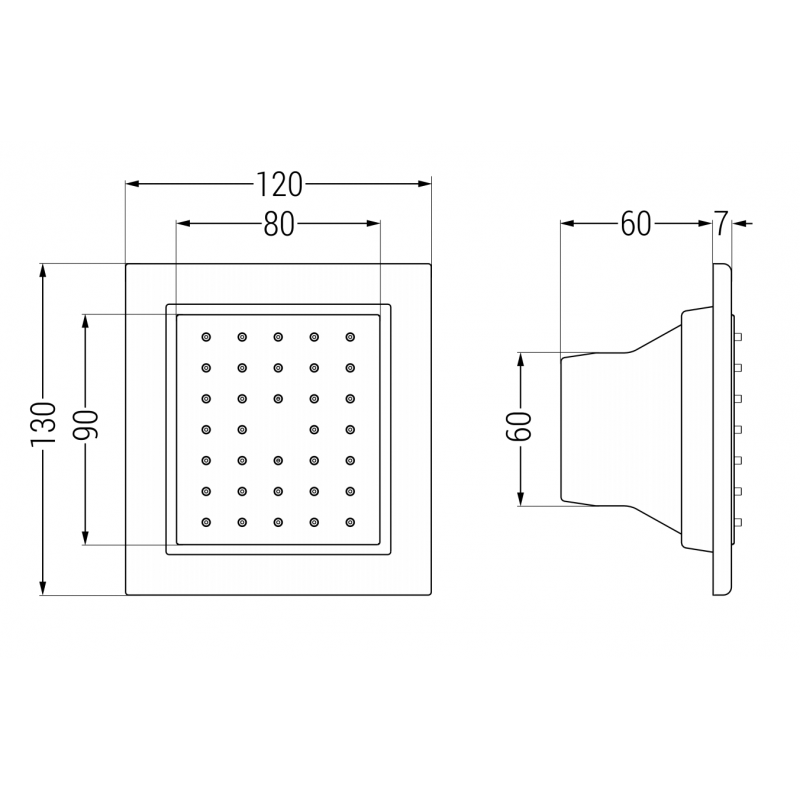 Mexen bočná podomietková dýza, biela - 79365-20