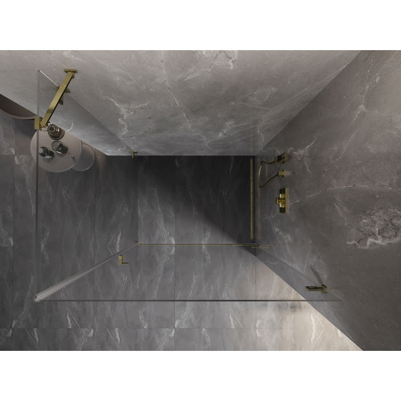 Mexen Lunar-B sprchový kút pravý 100 x 90 cm, priehľadný, zlatý - 832-100-090-50-00-P