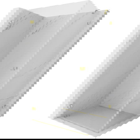 Mexen Lunar-B sprchová kabína výklopná ľavá 100 x 80 cm, transparentná, zlatá kartáčovaná - 832-100-080-55-00-L