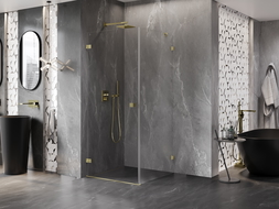 Mexen Lunar-B sprchový kút ľavý 90 x 90 cm, priehľadný, zlato brúsený - 832-090-090-55-00-L