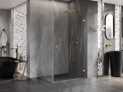 Mexen Lunar-B sprchová kabína otváracia pravá 95 x 70 cm, transparentná, brúsená zlatá - 832-095-070-55-00-P
