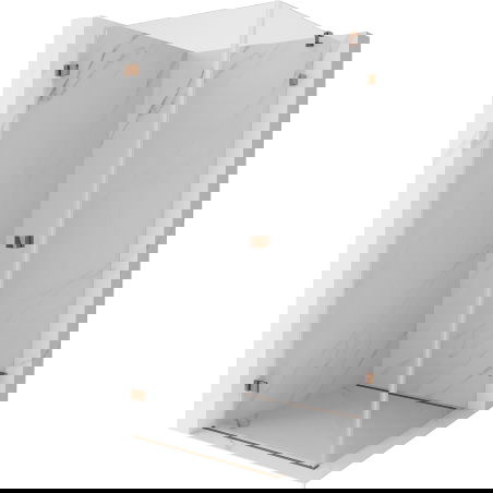 Mexen Lunar-B sprchová kabína otvárateľná ľavá 80 x 80 cm, priehľadná, ružové zlato - 832-080-080-60-00-L