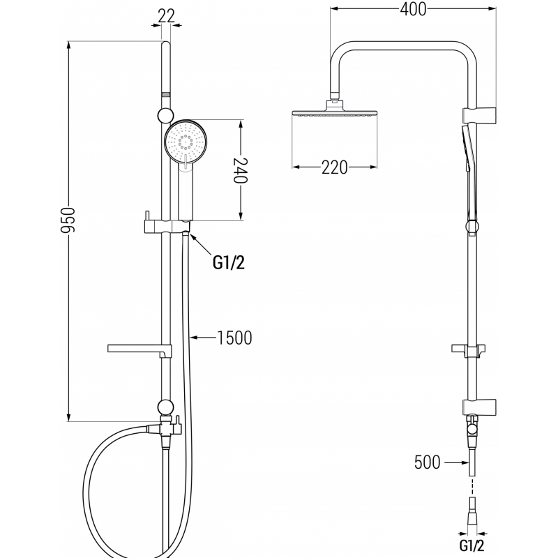 Mexen X40 sprchová súprava, grafit - 7984040091-66