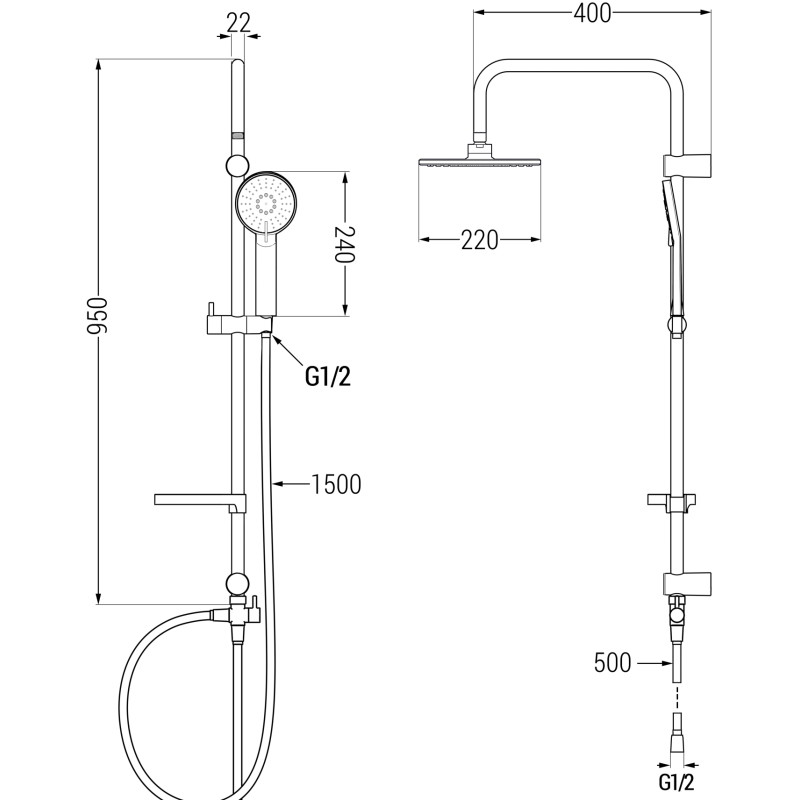 Mexen X40 sprchový stĺp, brúsená gun gray - 7984040091-66