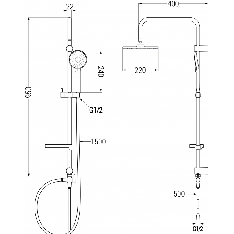 Mexen X40 sprchový stĺp, grafit - 7984040091-66