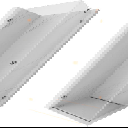 Mexen Lunar-B sprchová kabína so závesom vľavo 100 x 90 cm, transparentná, ružové zlato - 832-100-090-60-00-L