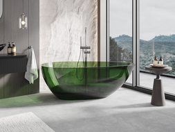Mexen Glass lesná vaňa voĺne stojaca transparentná 170 x 85 cm, zátka chróm - 58061708502