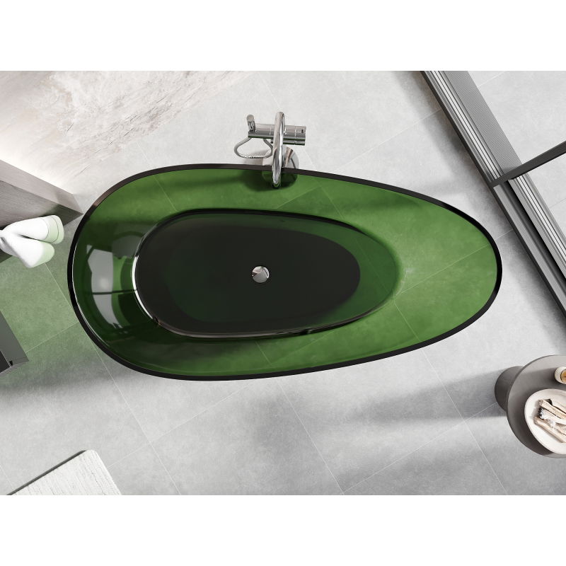 Mexen Glass forest voľne stojaca priehľadná vaňa 170 x 85 cm, zátka chróm - 58061708502