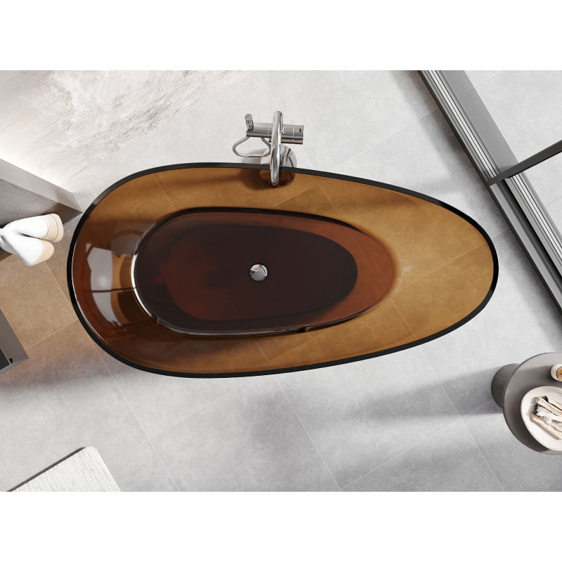 Mexen Glass earth voľne stojaca priehľadná vaňa 170 x 85 cm, chrómová zátka - 58061708505