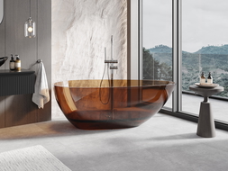 Mexen Glass earth voľne stojaca priehľadná vaňa 170 x 85 cm, chrómová zátka - 58061708505