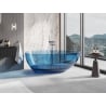 Mexen Glass voľne stojaca transparentná vaňa 170 x 85 cm, denim, chrómový uzáver - 58061708507