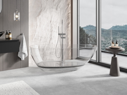 Mexen Glass číra voľne stojaca vaňa transparentná 170 x 85 cm, chrómová zátka - 58061708508