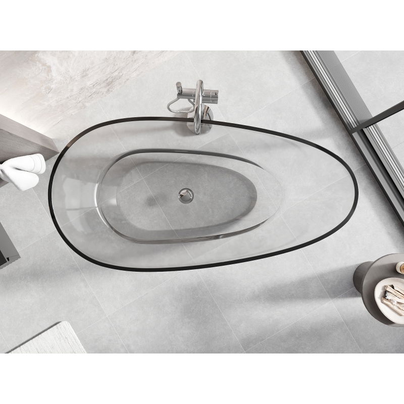 Mexen Glass číra voľne stojaca vaňa transparentná 170 x 85 cm, chrómová zátka - 58061708508