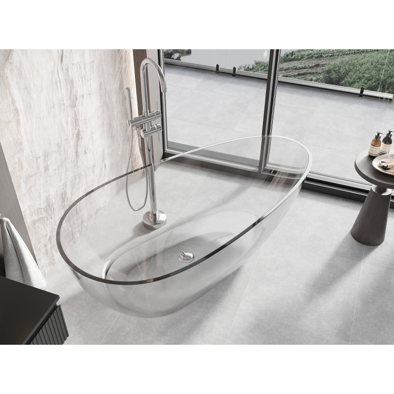 Mexen Glass voľne stojaca priehľadná vaňa 170 x 85 cm, číra, uzáver chróm - 58061708508