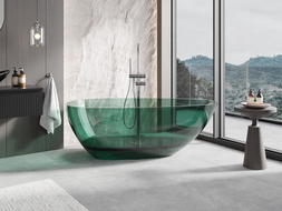 Mexen Glass teal voľne stojaca priehľadná vaňa 170 x 85 cm, chrómová zátka - 58061708511