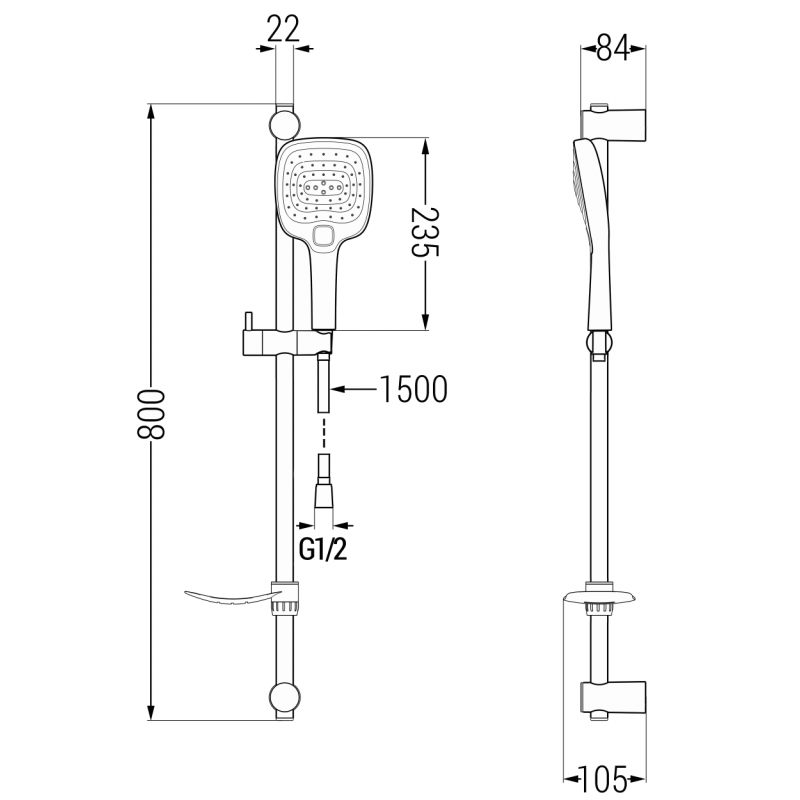 Mexen DF17 sprchová sada posuvná, čierna - 785174582-70