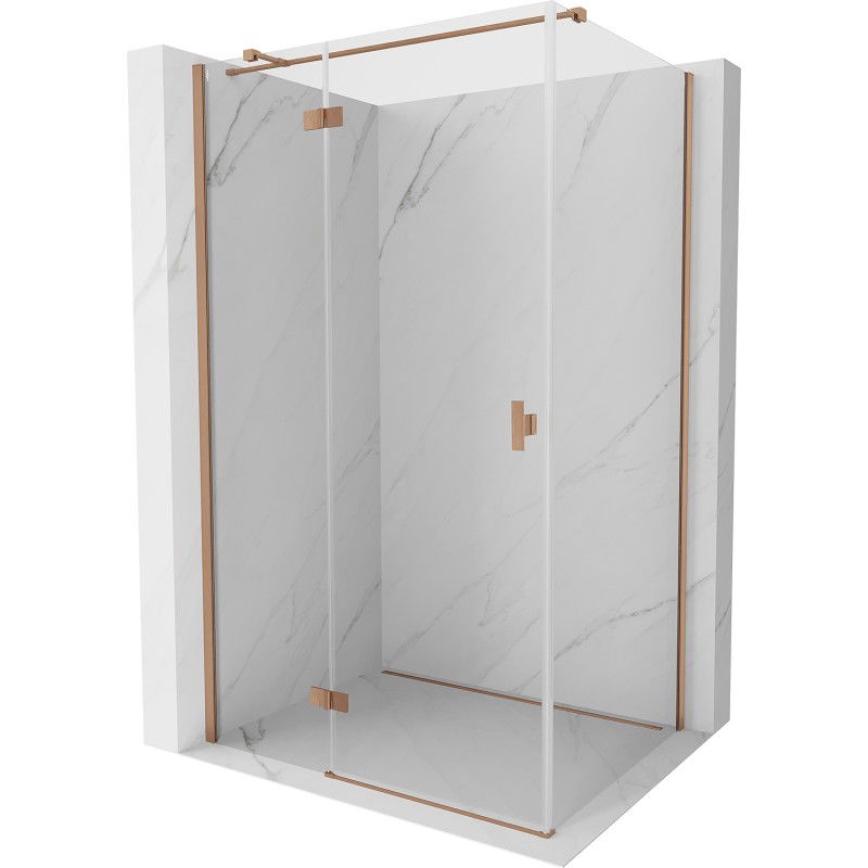 Mexen Mist H T sprchový kút s otváracími dverami ľavý 70 x 90 cm, priehľadný, brúsená meď - 8A5T-070-090-65-00-L