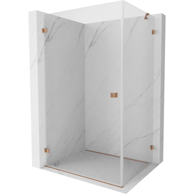 Mexen Lunar-B sprchový kút výklopný ľavý 80 x 70 cm, transparentný, brúsená meď - 832-080-070-65-00-L