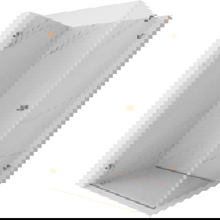 Mexen Lunar-B sprchový kút výklopný ľavý 95 x 80 cm, transparentný, brúsená meď - 832-095-080-65-00-L