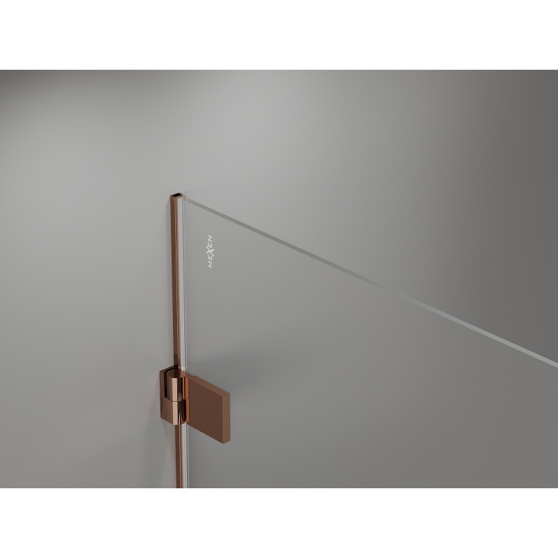Mexen Lunar-B sprchová kabína s výklopnými dverami ľavá 95 x 80 cm, transparentná, brúsená meď - 832-095-080-65-00-L