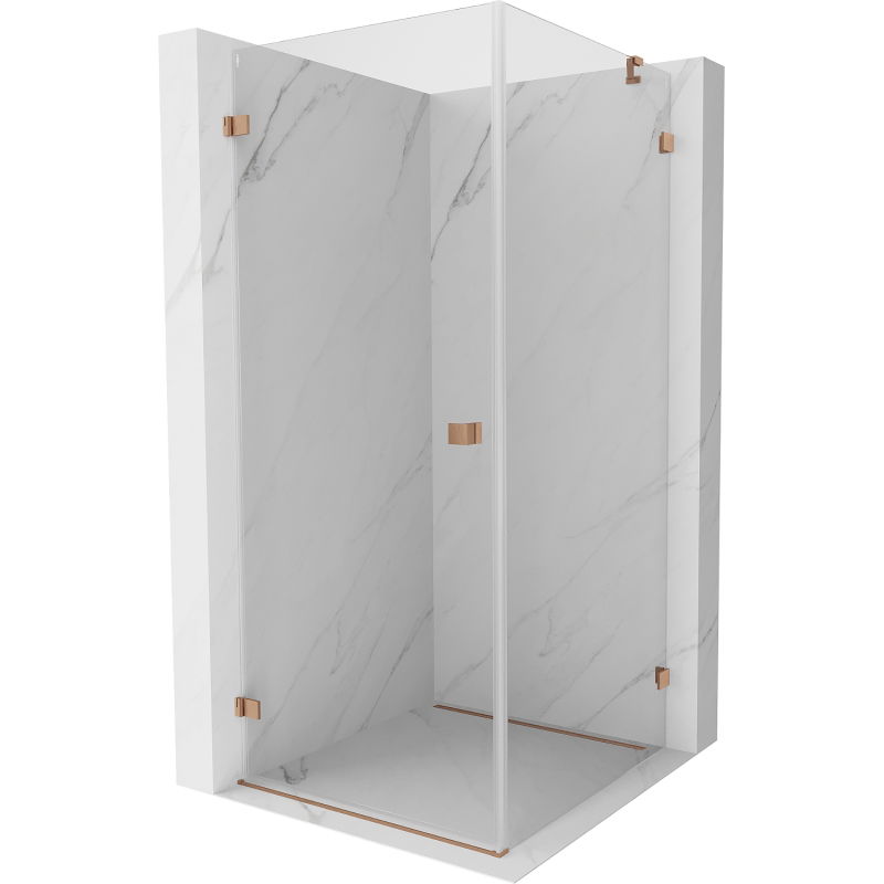 Mexen Lunar-B sprchovací kút otvárací ľavý 90 x 90 cm, transparentný, brúsená meď - 832-090-090-65-00-L
