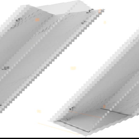 Mexen Lunar-B sprchový kút výklopný ľavý 90 x 90 cm, transparentný, brúsená meď - 832-090-090-65-00-L