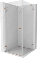 Mexen Lunar-B sprchovací kút otvárací ľavý 90 x 90 cm, transparentný, brúsená meď - 832-090-090-65-00-L