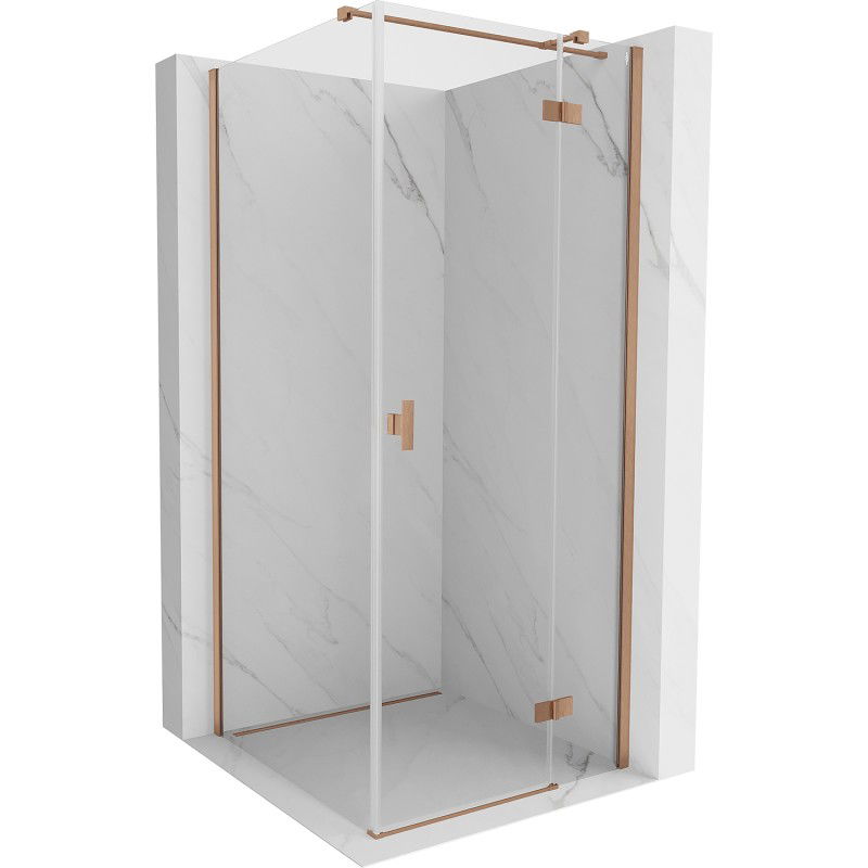 Sprchovací kút Mexen Mist H T s pravými otváracími dverami 80 x 80 cm, priehľadný, brúsená meď - 8A5T-080-080-65-00-P