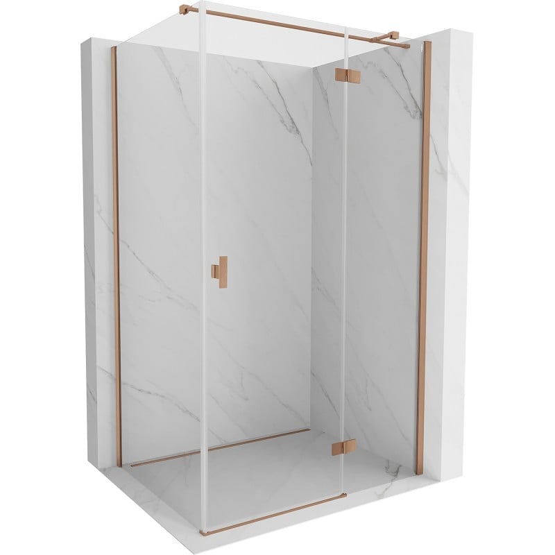 Mexen Mist H T sprchový kút s otváracími dvermi pravý 100 x 85 cm, transparentný, brúsená meď - 8A5T-100-085-65-00-P