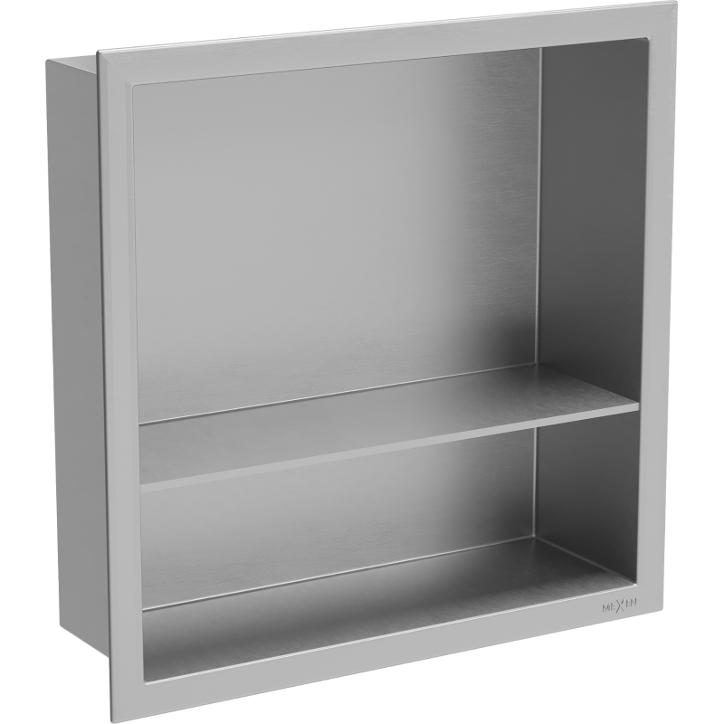 Mexen X-Wall-R nástenná polica s lemom a policou 30 x 30 cm, inox - 1910303010S