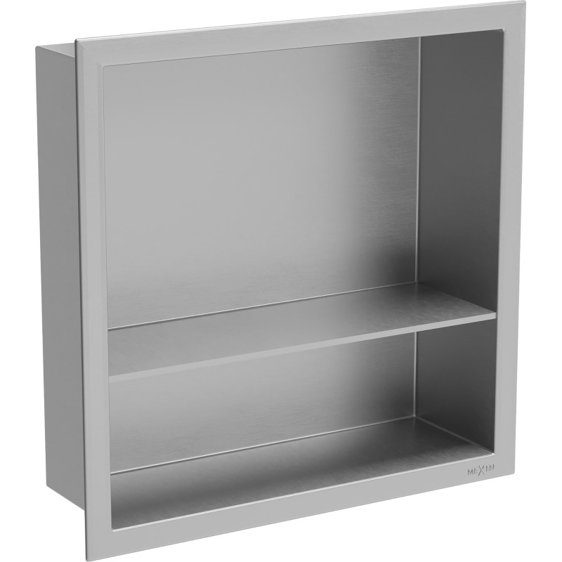 Mexen X-Wall-R výklenková polica s golierom a policou 30 x 30 cm, inox - 1910303010S