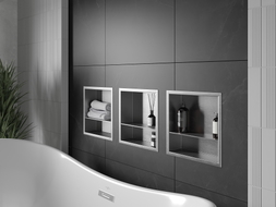 Mexen X-Wall-R nástenná polica s lemom a policou 30 x 30 cm, inox - 1910303010S