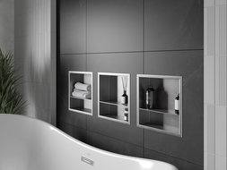 Mexen X-Wall-R zapustená polička s okrajom a poličkou 30 x 30 cm, inox - 1910303010S