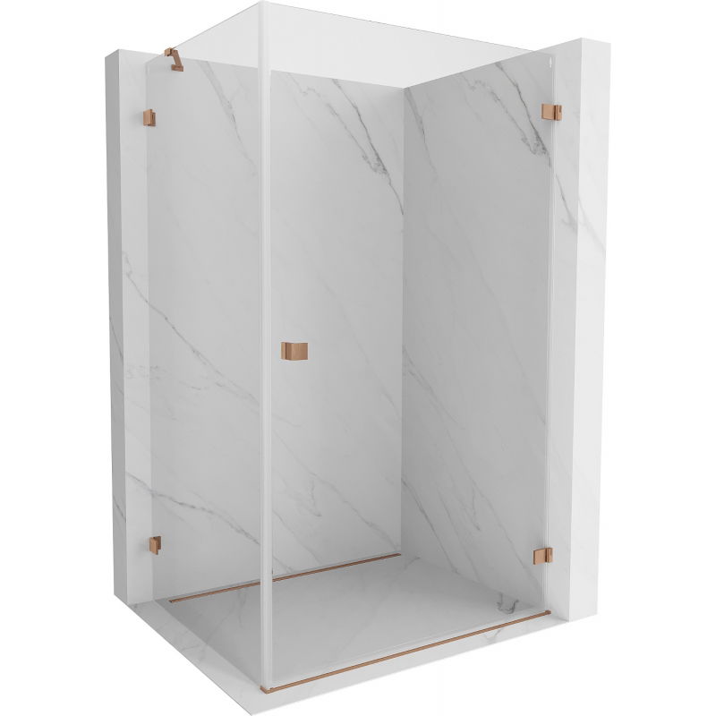Mexen Lunar-B sprchový kút pravý 85 x 80 cm, transparentný, brúsená meď - 832-085-080-65-00-P