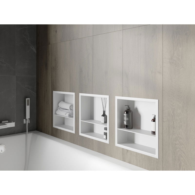 Mexen X-Wall-R výklenková polica s golierom a poličkou 30 x 30 cm, biela - 1920303010S