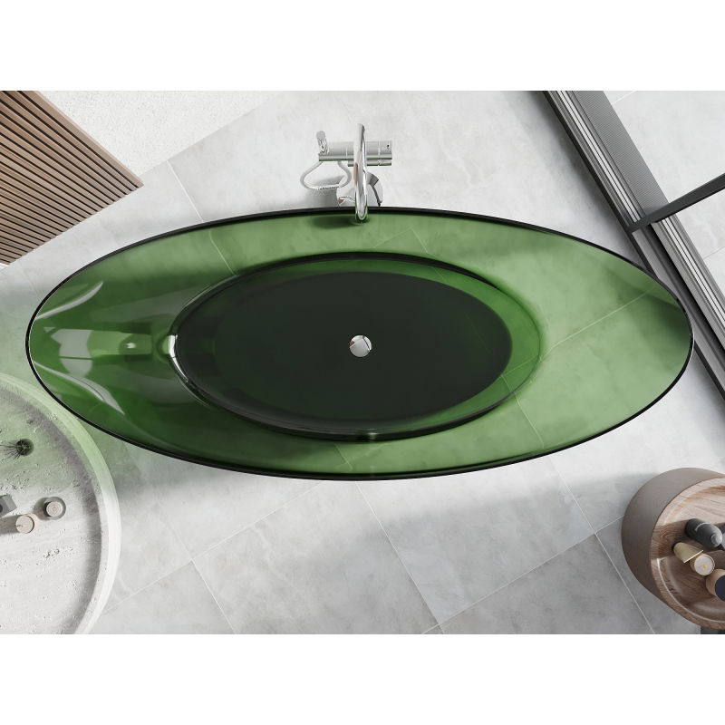 Mexen Vea lesná wanna voľne stojaca transparentná 180 x 80 cm, zátka chróm - 58091808002