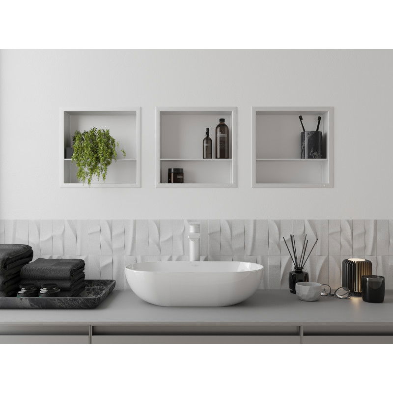 Mexen X-Wall-R výklenková polica s golierom a poličkou 30 x 30 cm, biela - 1920303010S