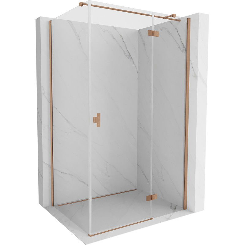 Mexen Mist H T sprchový kút s otváracími dverami pravý 70 x 110 cm, transparentný, brúsená meď - 8A5T-070-110-65-00-P