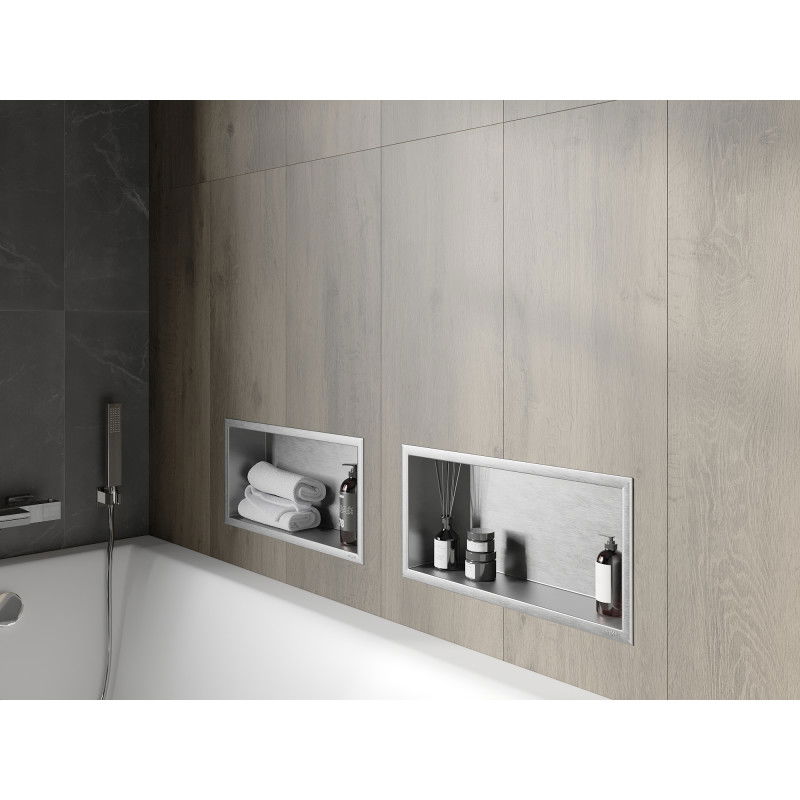 Mexen X-Wall-R výklenková polica s golierom 45 x 20 cm, inox - 1910452010