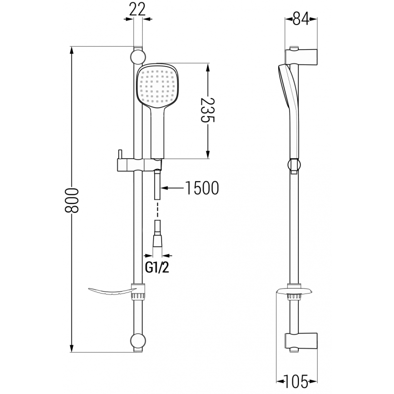 Mexen DF33 posuvný sprchový set, chróm - 785334582-00