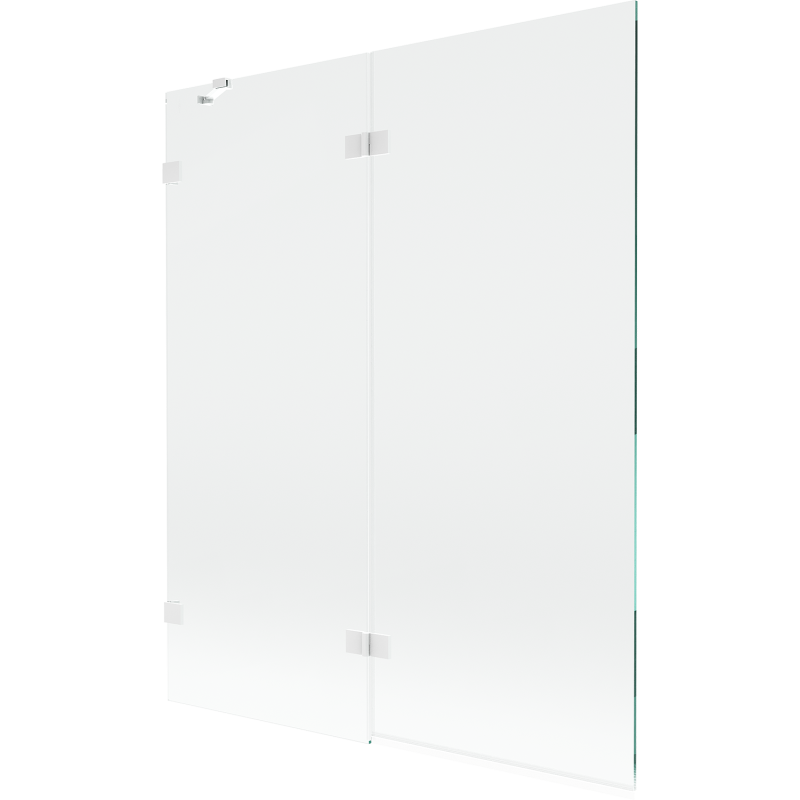 Mexen Lunar paraván na vaňu 2-krídlový ľavý 140 x 150 cm, transparentný, biely - 897-140-100-20-00-L