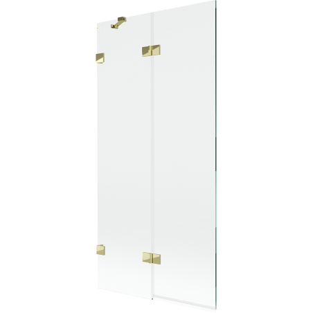 Mexen Lunar dvojkrídlová vaňová zástena ľavá 90 x 150 cm, transparentná, zlatá - 897-090-100-50-00-L