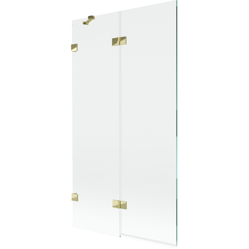 Mexen Lunar dvojkrídlový ľavý vaňový paraván 100 x 150 cm, priehľadný, zlatý - 897-100-100-50-00-L