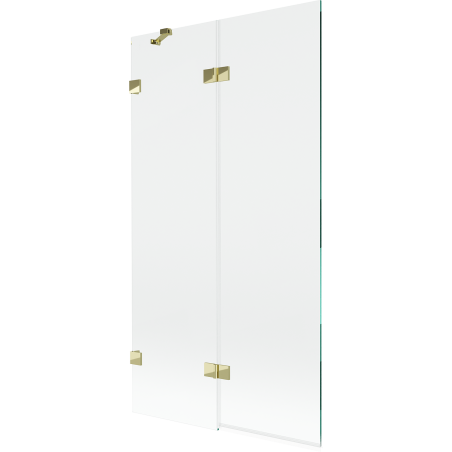 Mexen Lunar dvojkrídlový ľavý vaňový paraván 100 x 150 cm, priehľadný, zlatý - 897-100-100-50-00-L