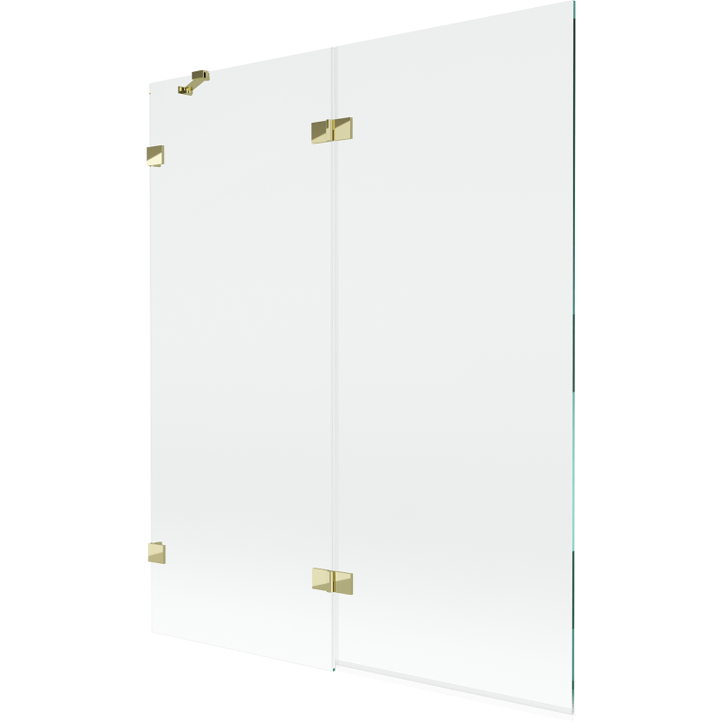 Mexen Lunar dvojkrídlová ľavá vaňová zástena 140 x 150 cm, transparentná, zlatá - 897-140-100-50-00-L